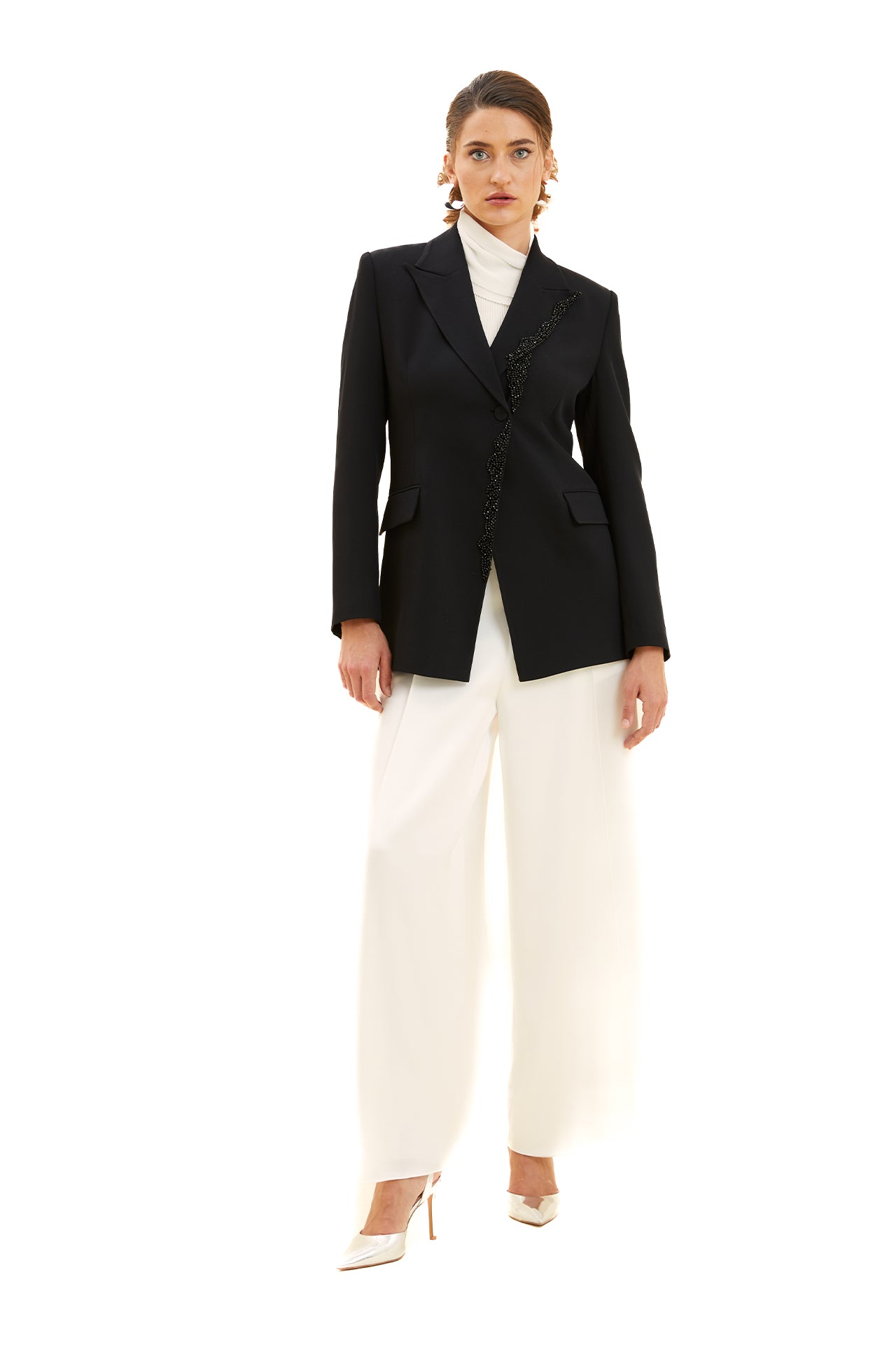 Stone Embroidered Double Breasted Jacket