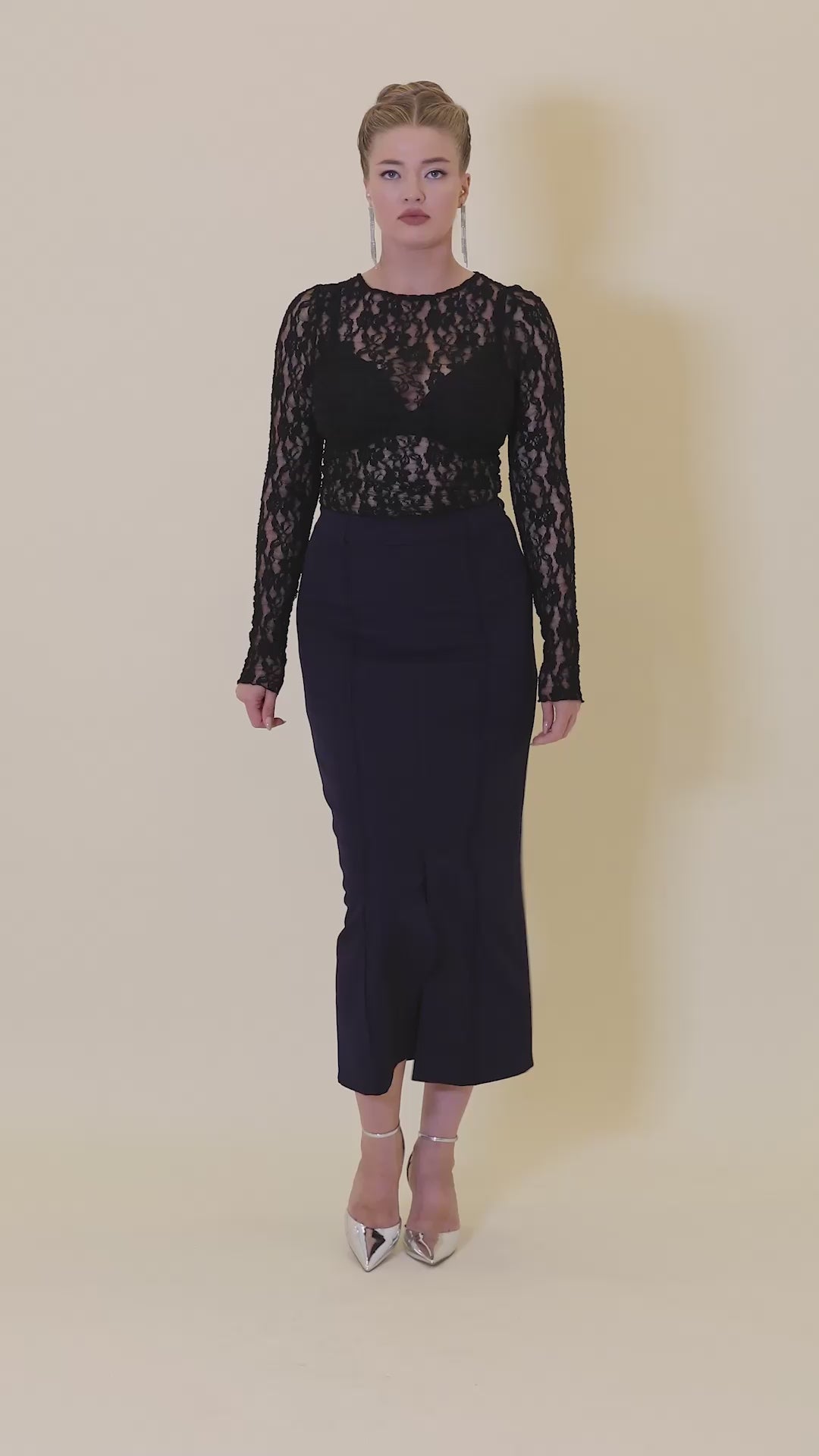 Front Slit Pencil Skirt -